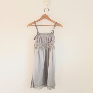 Free People Intimately- lace-trim slip dress- lace bodice- grey/blue-Size small